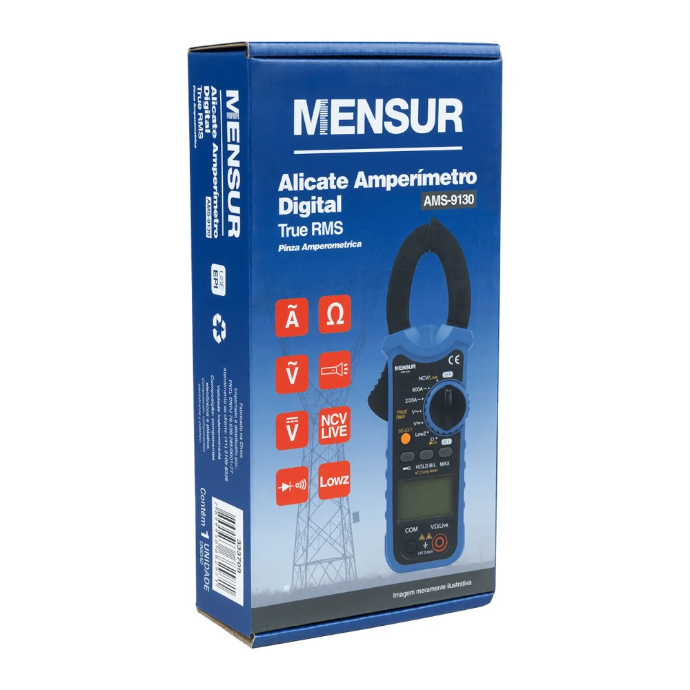 Alicate Amperímetro Digital TRUE RMS AMS-9130 Mensur