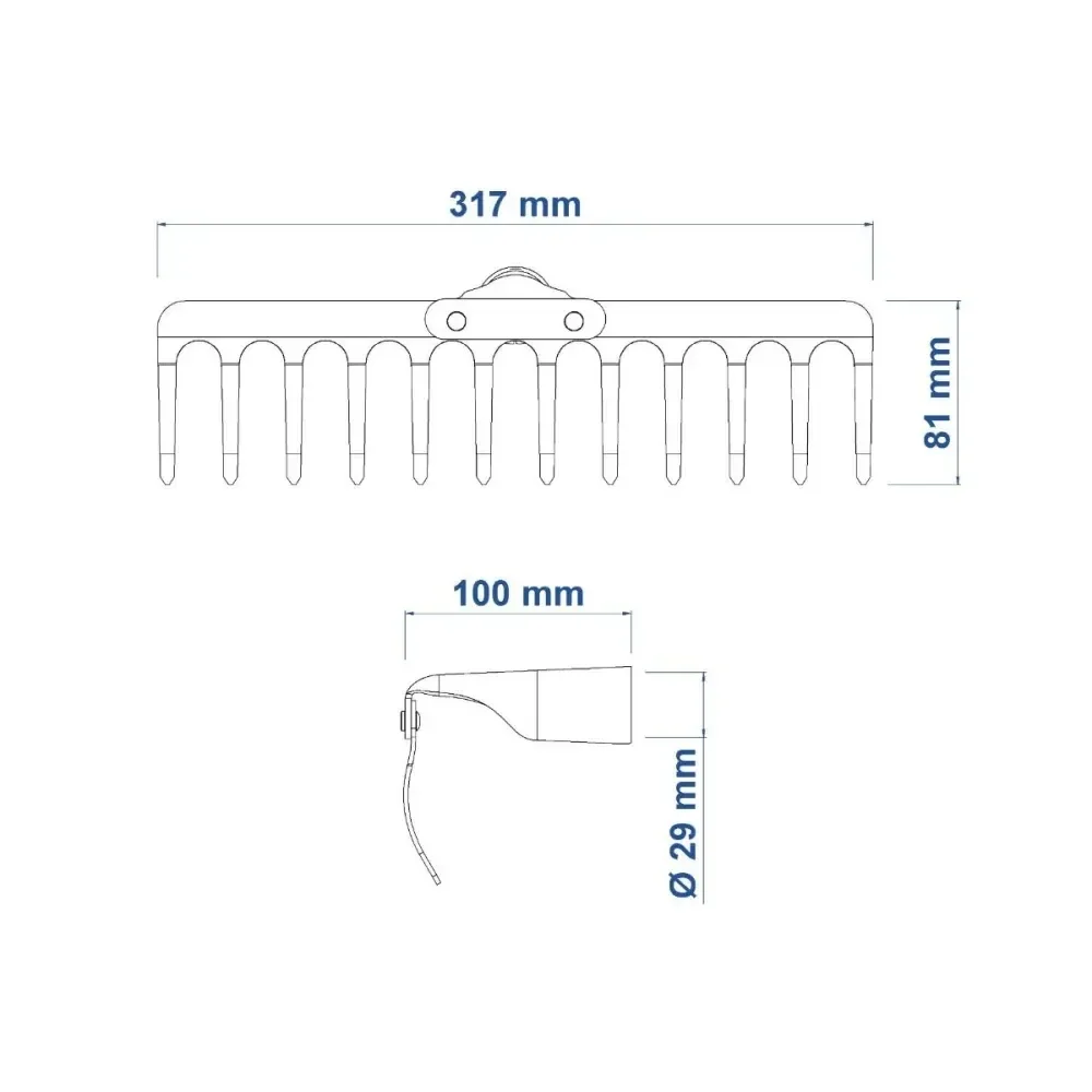 Ancinho Metálico Curvo Leve 12 Dentes Sem Cabo Tramontina 77101124 - Imagem 2