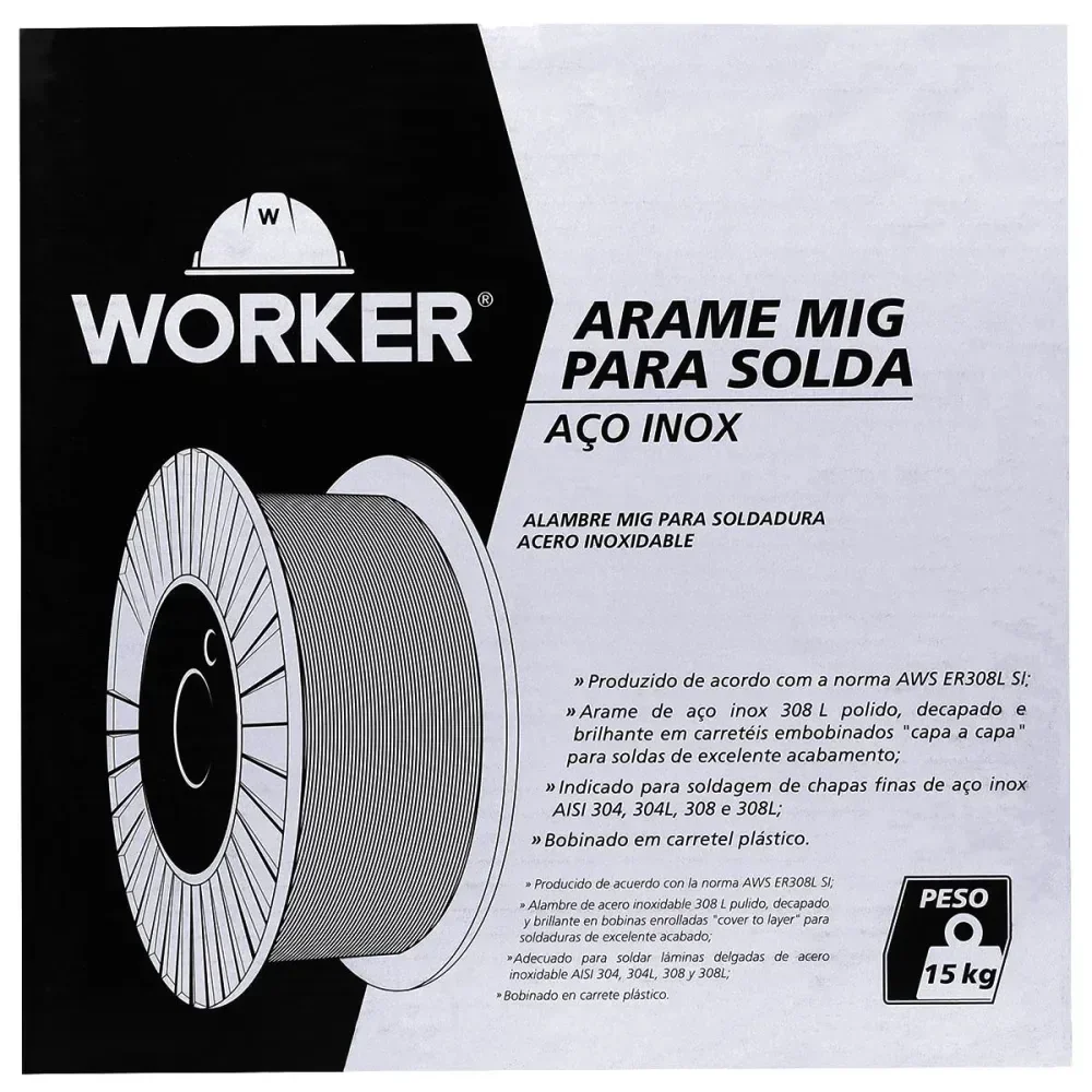 Arame De Solda Mig Aço Inox 308L 0,8Mm 15Kg Worker - Imagem 6
