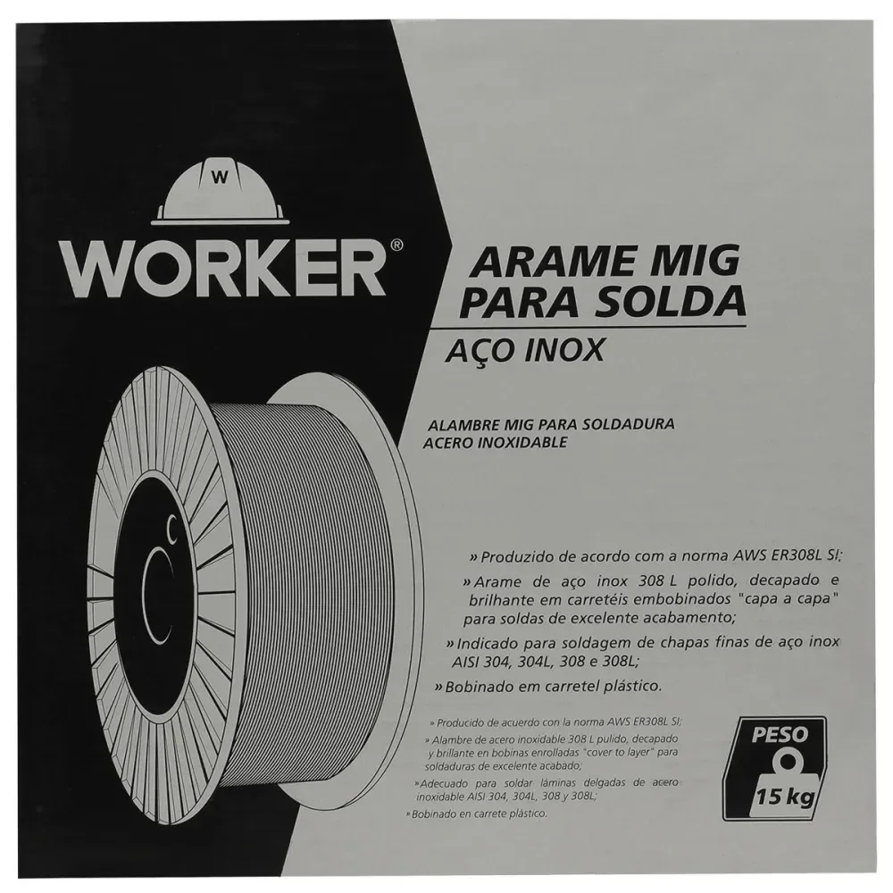 Arame De Solda Mig Em Aço Inox 308L 1Mm 15Kg Worker - Imagem 6