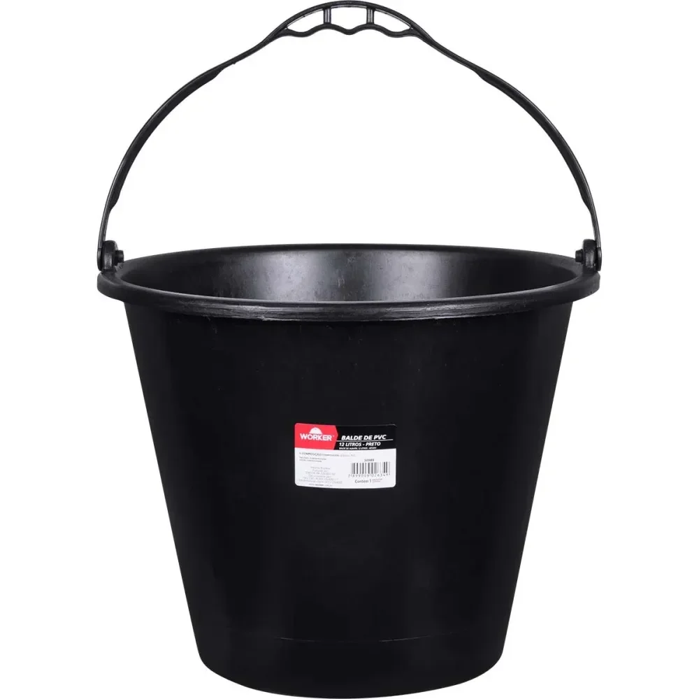 Balde De Pvc Para Construção Preto 12L Worker - Imagem 2