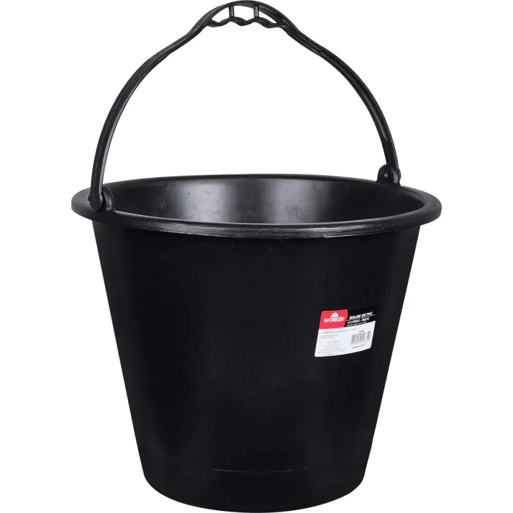 Balde De Pvc Para Construção Preto 12L Worker - Imagem 3