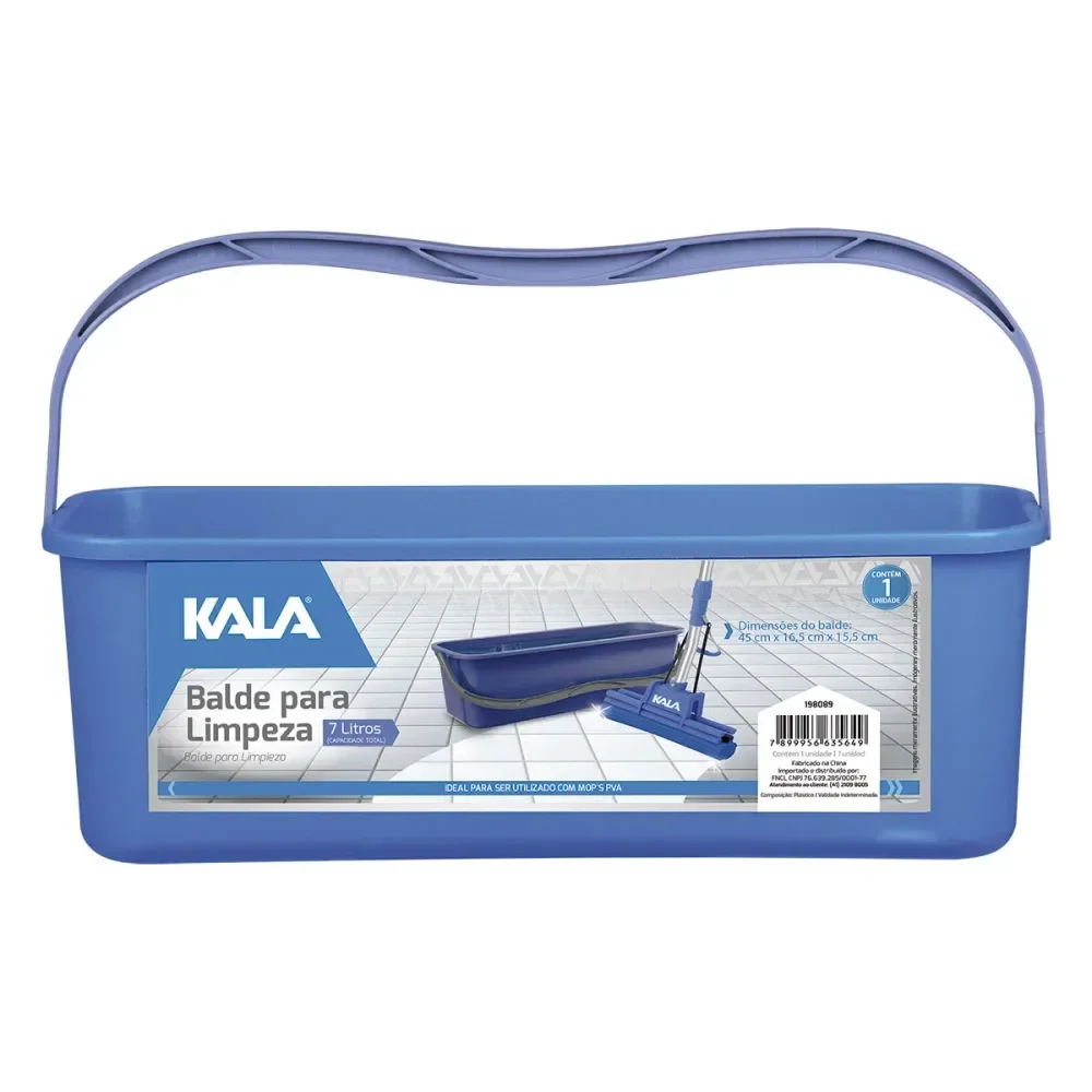 Balde Para Limpeza Retangular De Uso Geral 7L Kala - Imagem 2
