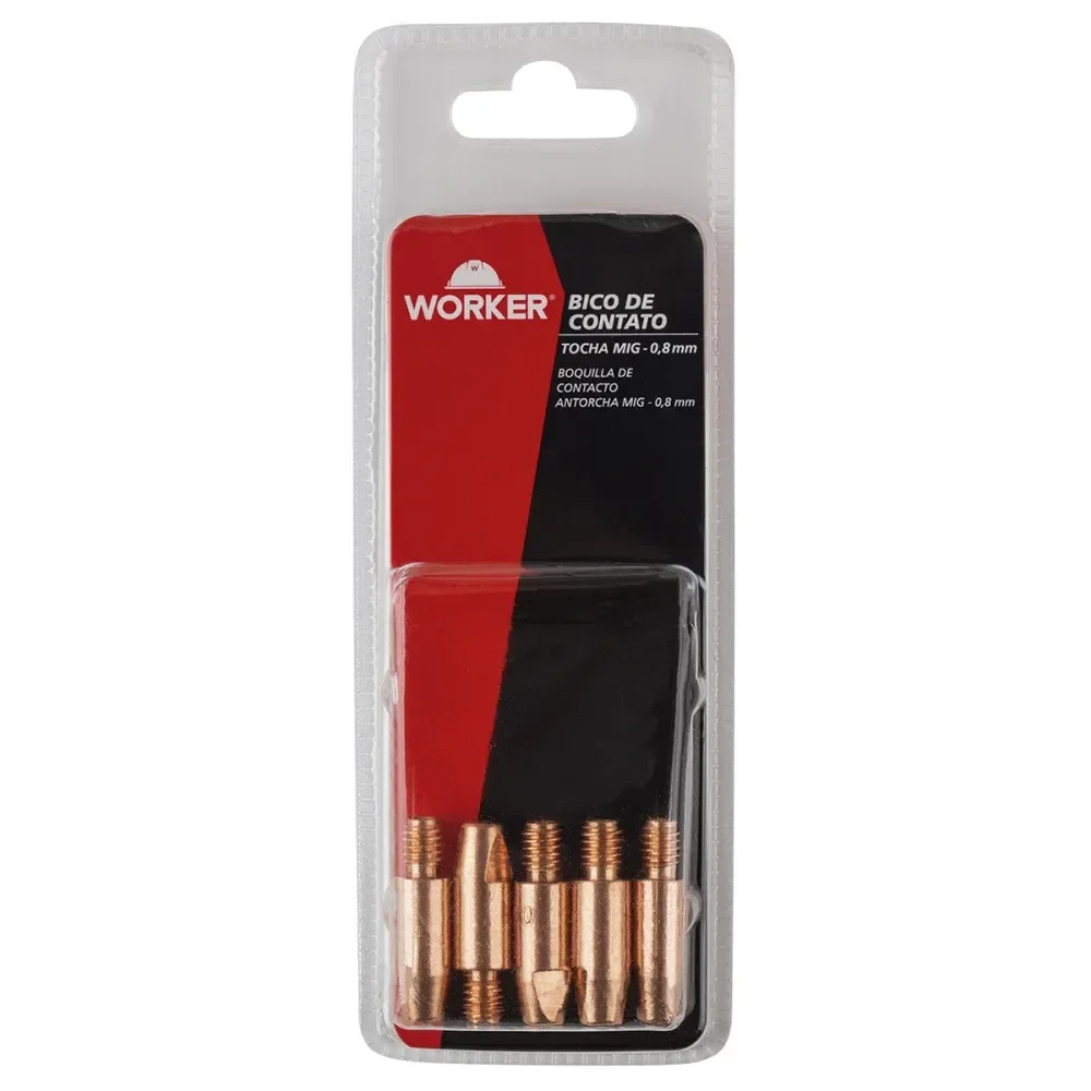 Bico De Contato Tocha Mig 0,8Mm 250 A 5 Peç Worker - Imagem 2