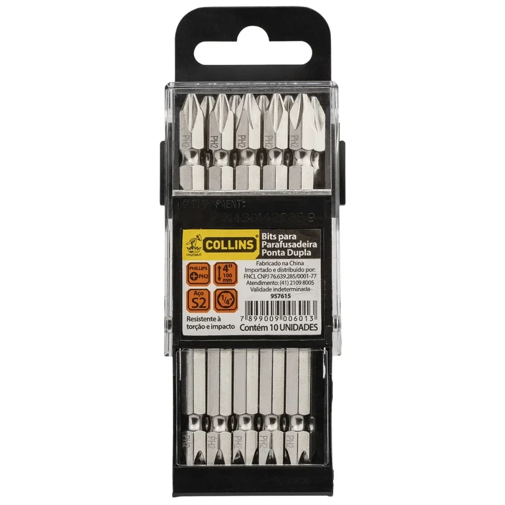Bits Ph2 1/4 X 100Mm Ponta Dupla Collins 10 Peç - Imagem 2