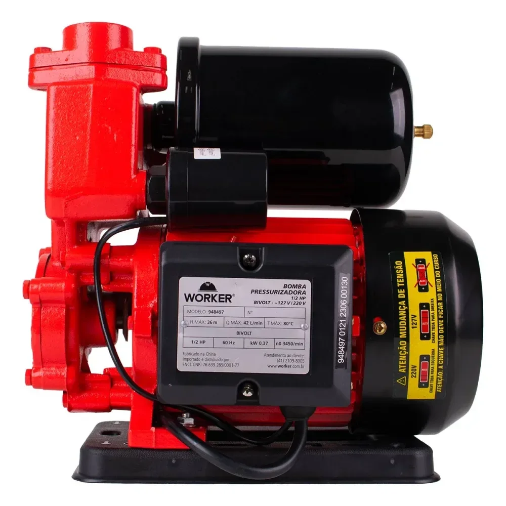 Bomba Pressurizadora 1/2Hp 3450Rpm Bivolt Worker - Imagem 4