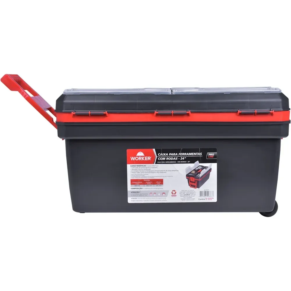 Caixa De Ferramenta Plástica Com Rodas 24 Worker - Imagem 2