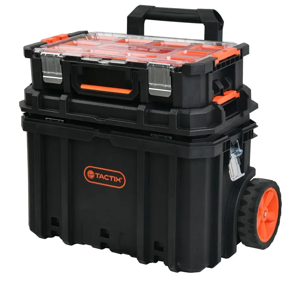 Caixa De Ferramentas Modular Plástica Com Carrinho 3 Em 1 Tactix - Imagem 2