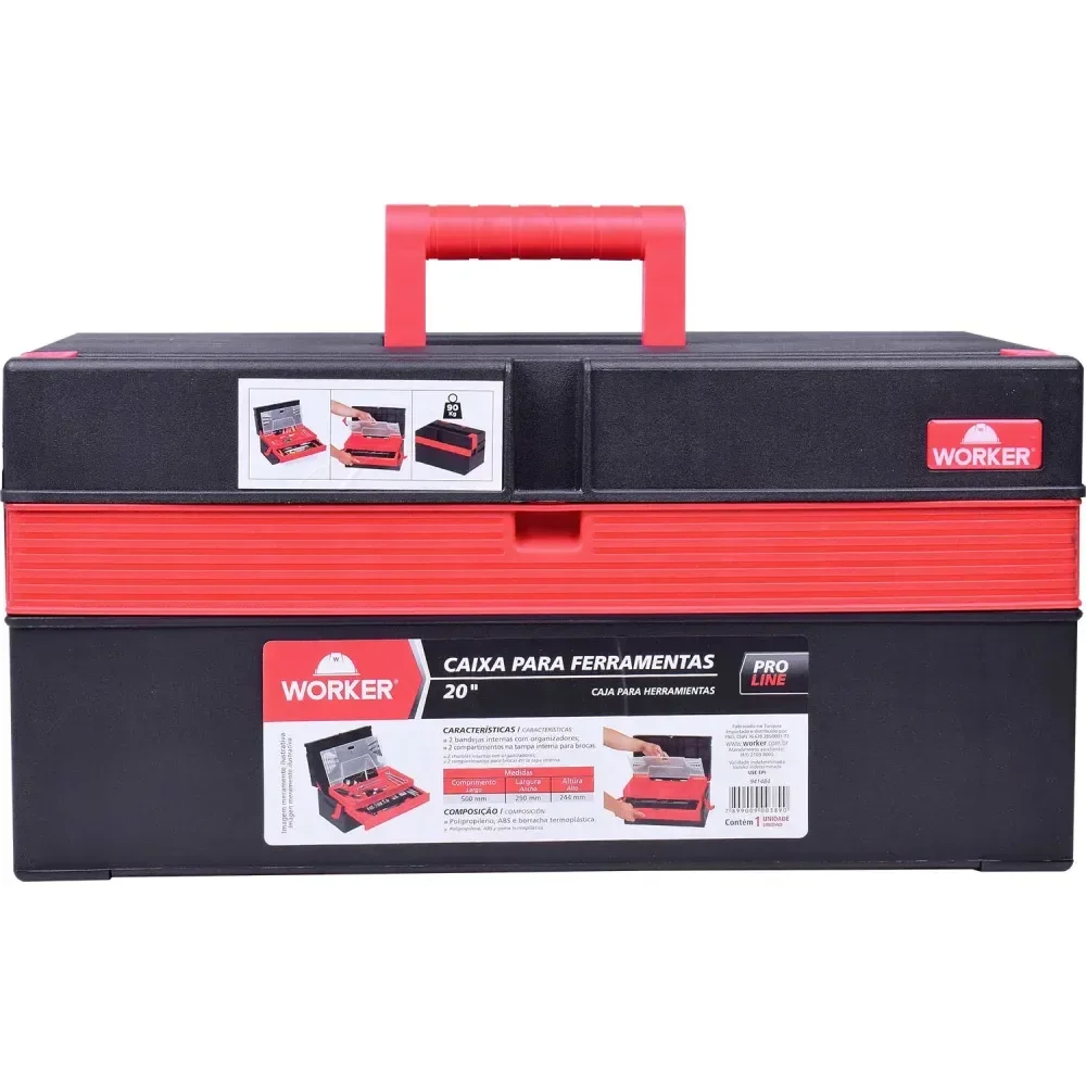 Caixa De Ferramentas Organizadora Em Polipropileno 20” Worker - Imagem 4