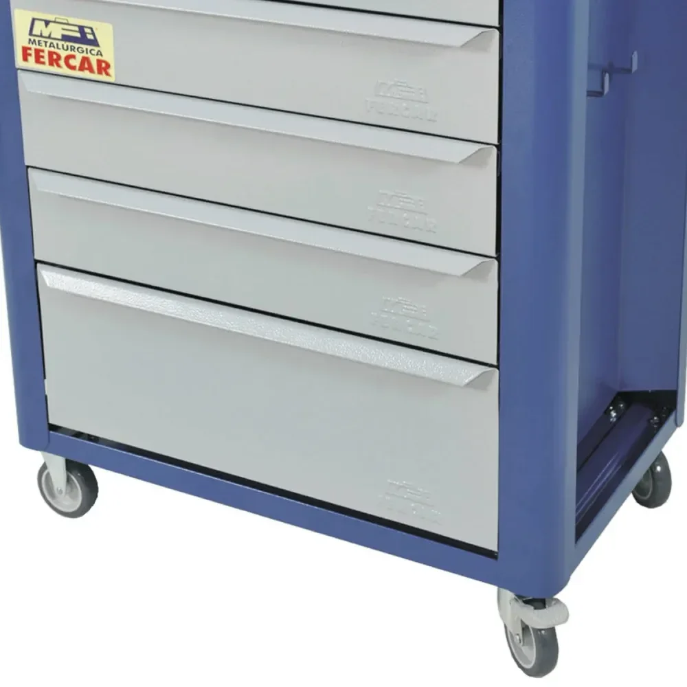 Carrinho De Ferramentas Fechado Azul Com 6 Gavetas 120Kg Fercar - Imagem 3