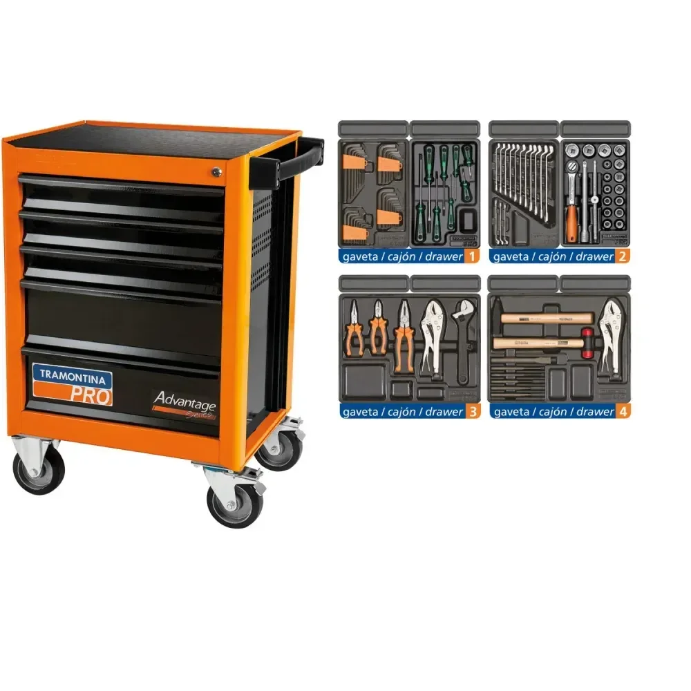 Carro De Ferramentas 5 Gavetas 92 Peç Tramontina Pro - Imagem 2