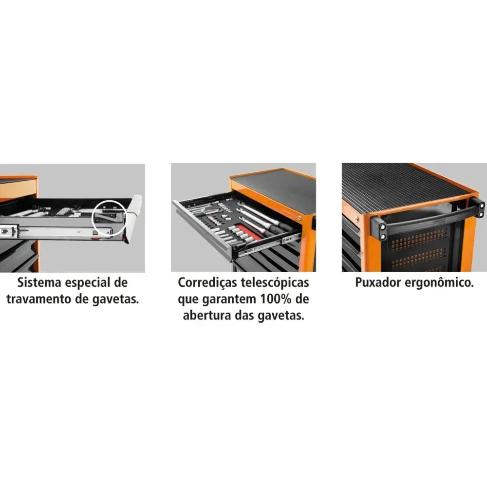 Carro De Ferramentas 5 Gavetas 92 Peç Tramontina Pro - Imagem 3