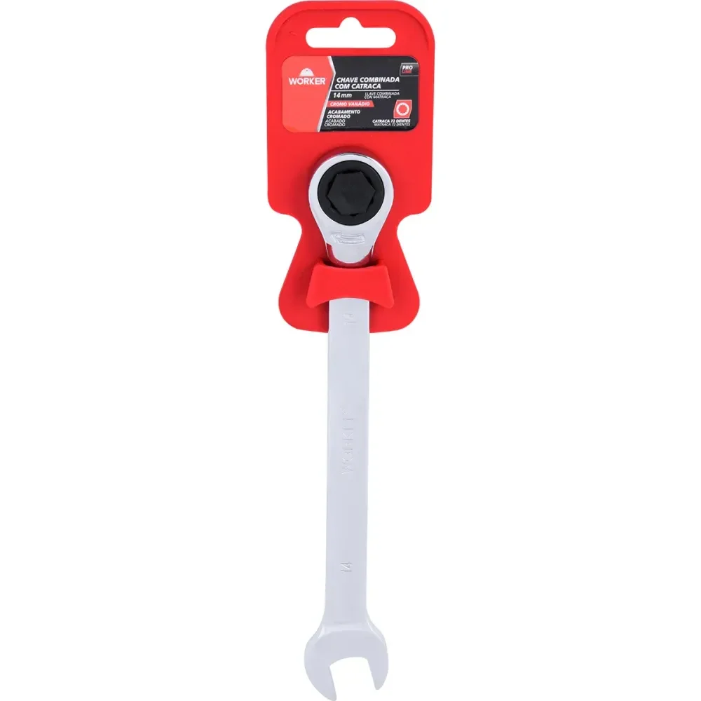 Chave Combinada Com Catraca Cromo Vanádio 14Mm Worker - Imagem 6