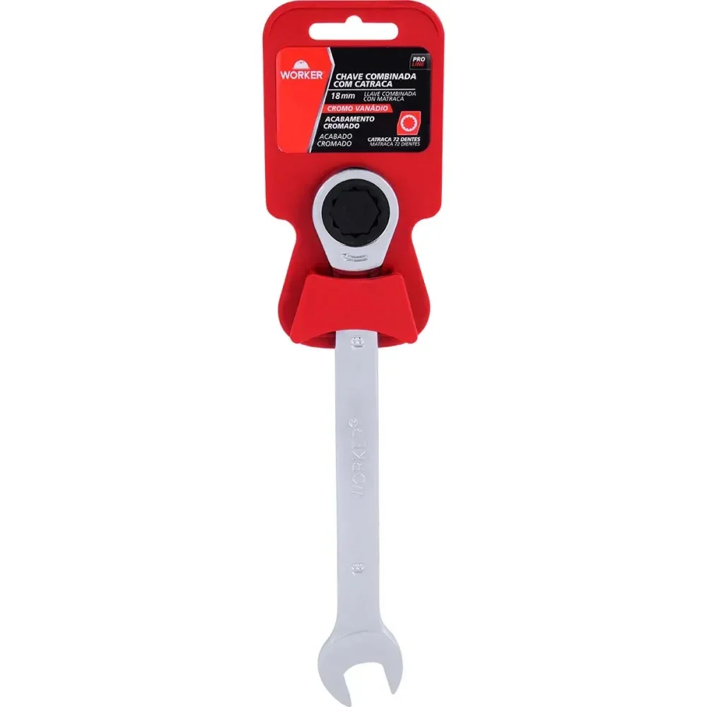 Chave Combinada Com Catraca Cromo Vanádio 18Mm Worker - Imagem 6