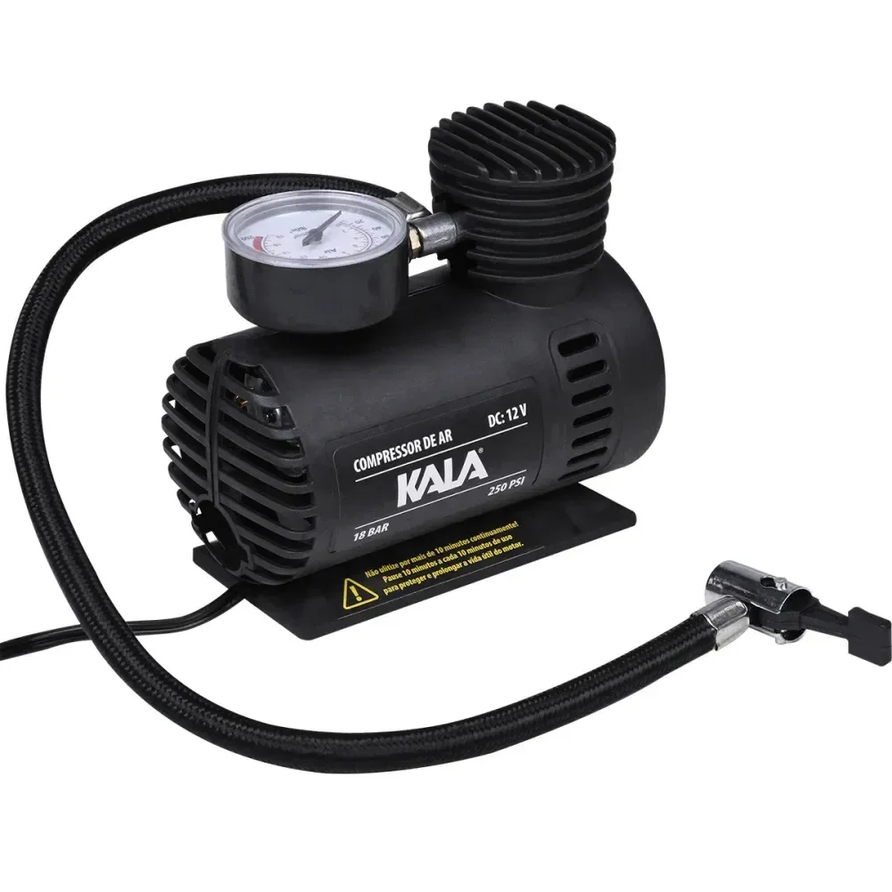 Compressor De Ar Compacto Com Manômetro 250Psi 60W 12V Kala - Imagem 2