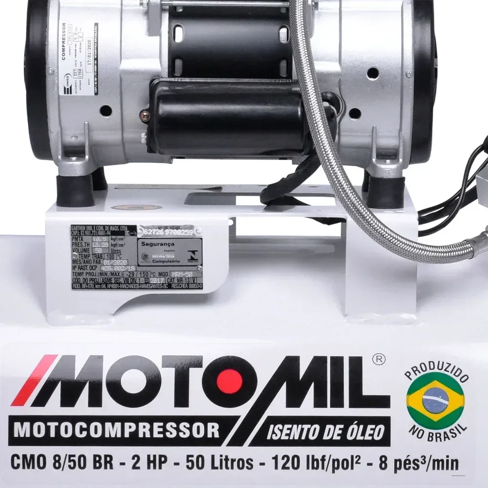 Compressor De Ar Médico Odontológico Cmo 8/50 Branco Motomil - Imagem 5