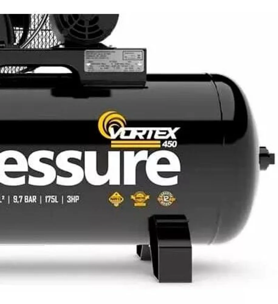 Compressor De Ar Vortex 450 15Pcm 140Psi 175L Mono Ip21 Bivolt Pressure - Imagem 2