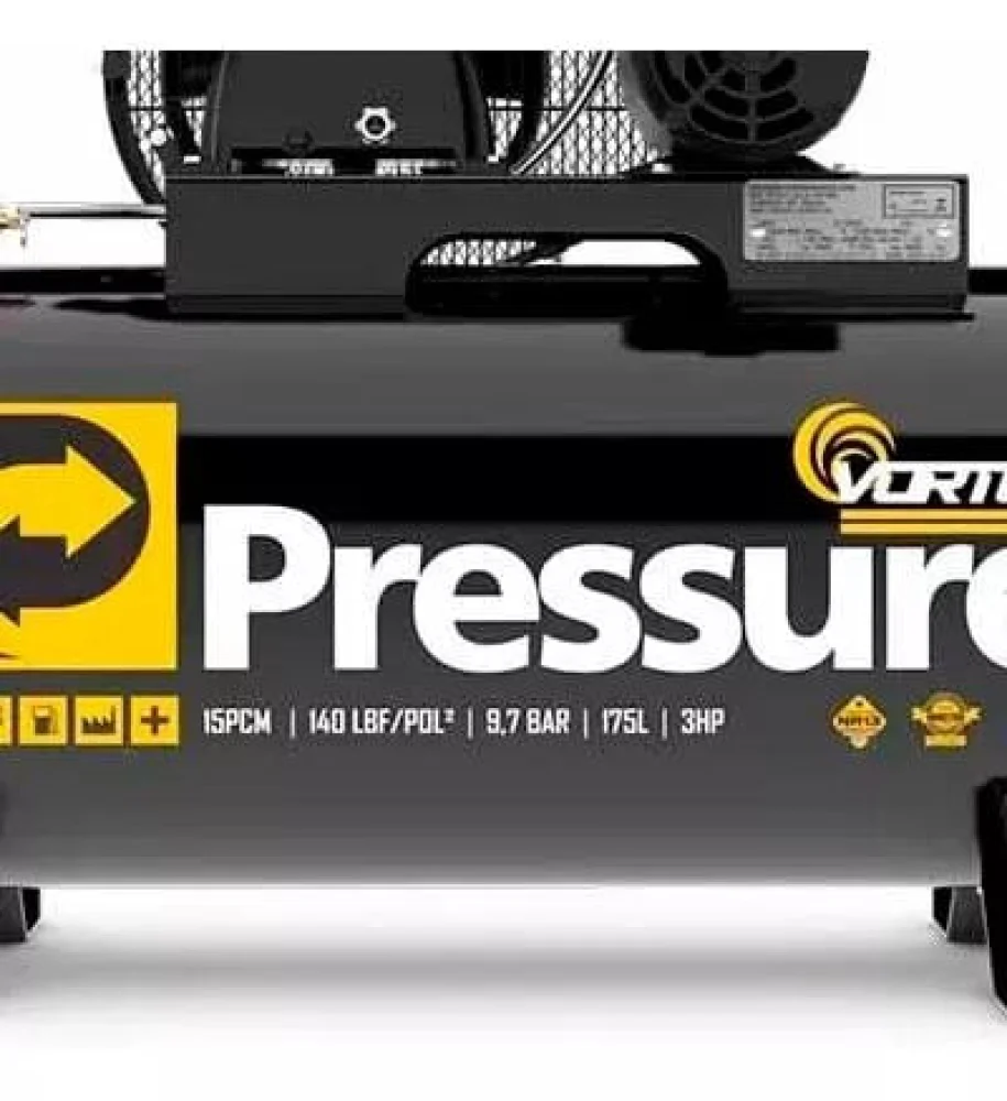 Compressor De Ar Vortex 450 15Pcm 140Psi 175L Mono Ip21 Bivolt Pressure - Imagem 3
