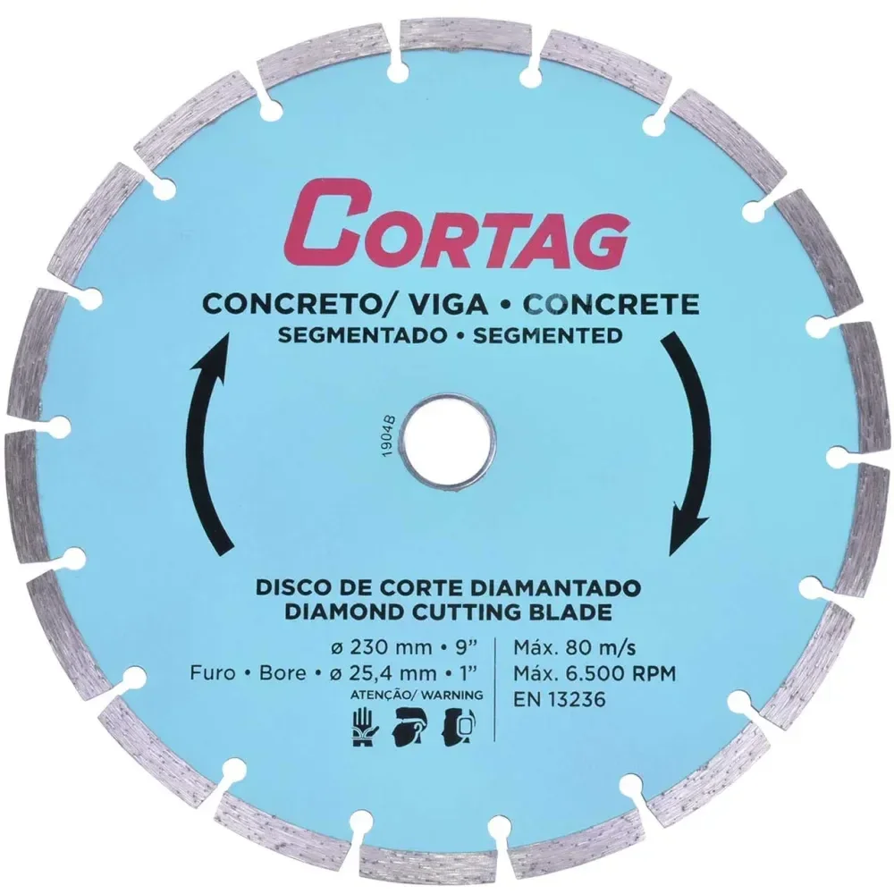 Disco De Corte Diamantado 230X25,4Mm Concreto/Viga Cortag - Imagem 1