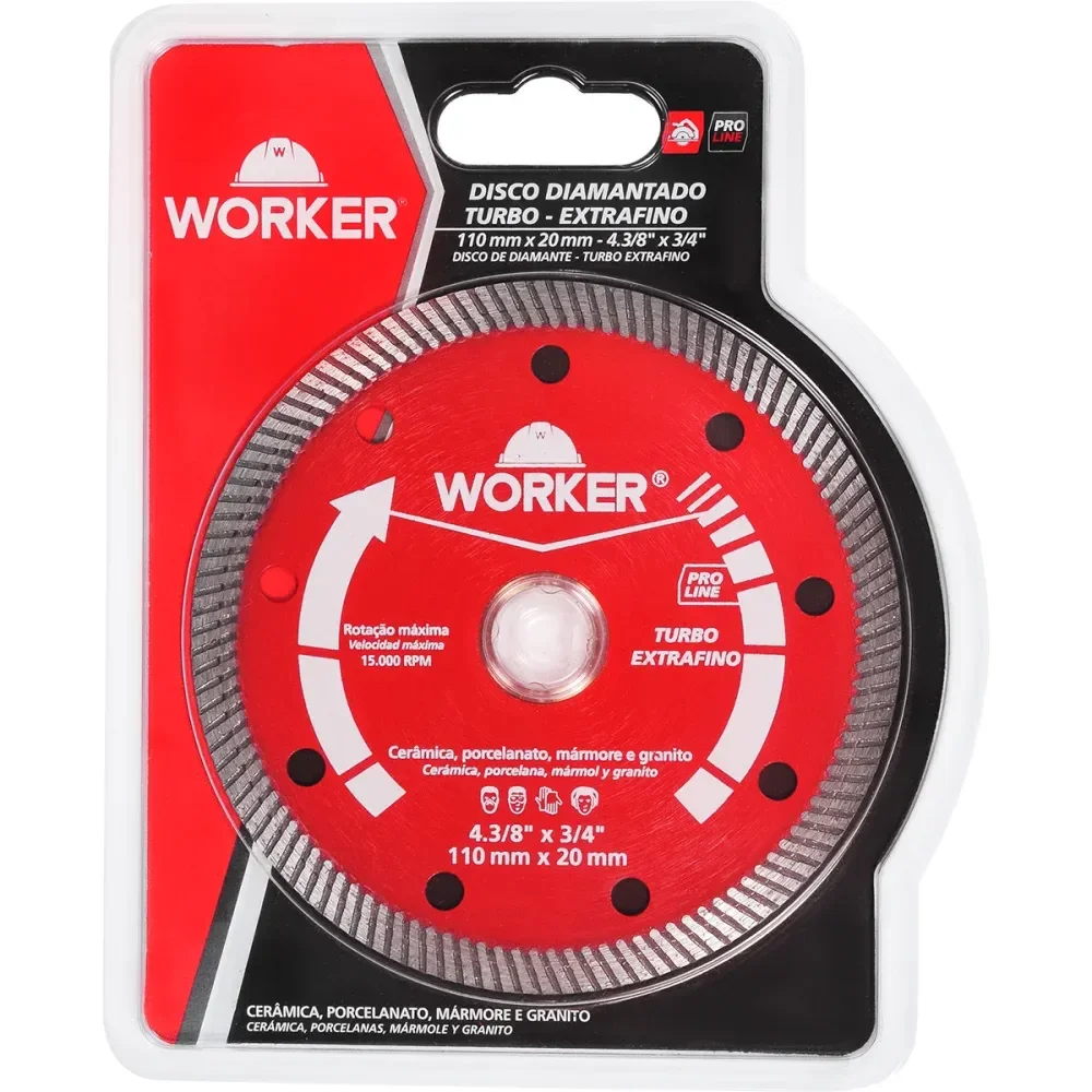 Disco De Corte Diamantado Turbo Extrafino 4.3/8 X 3/4 Worker - Imagem 5