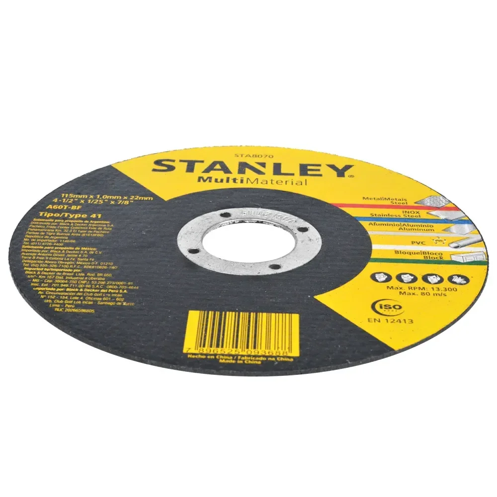 Disco De Corte Fino Multimaterial 115Mmx1,0Mmx22Mm Stanley - Imagem 2