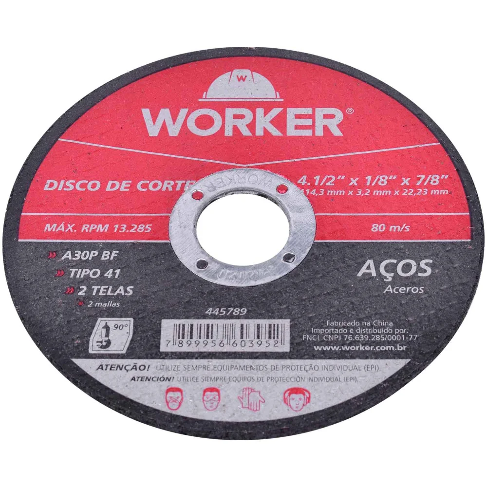 Disco De Corte Para Aço A30P Bf 4.1/2”/8” Worker - Imagem 3