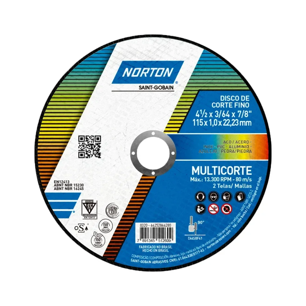 Disco De Corte Rápido Tipo 41 Multicorte 115X1,0Mm Norton - Imagem 1