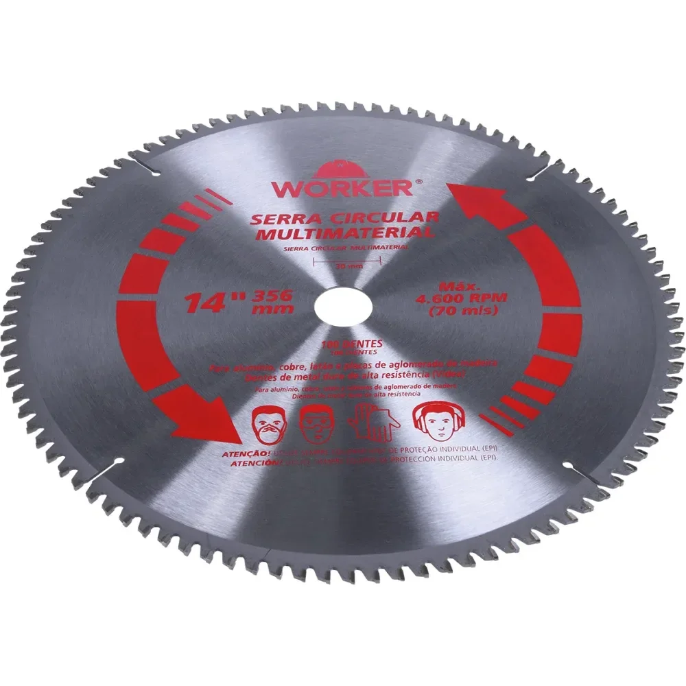 Disco De Serra Multimaterial 14 100 Dentes 30Mm Worker - Imagem 3