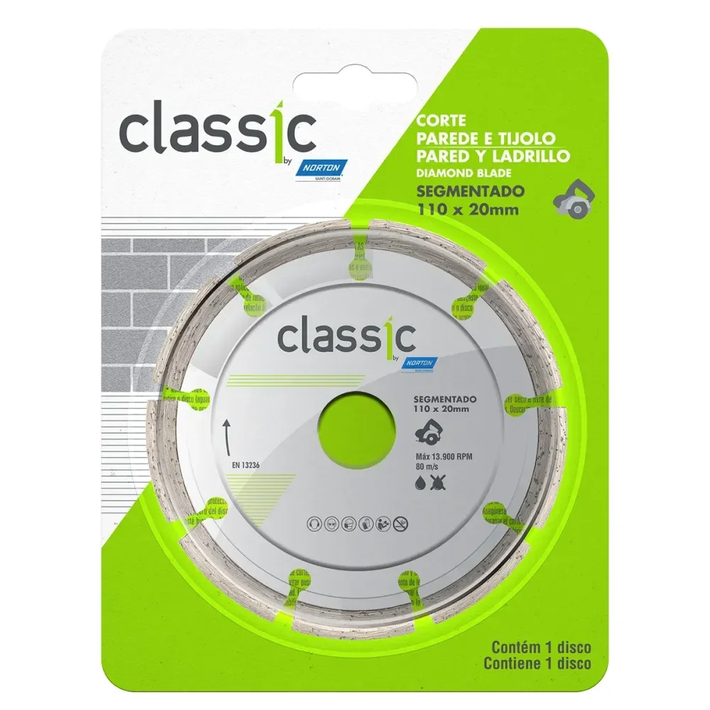 Disco Diamantado Classic Segmento Para Serra Mármore 110X20Mm Norton - Imagem 2