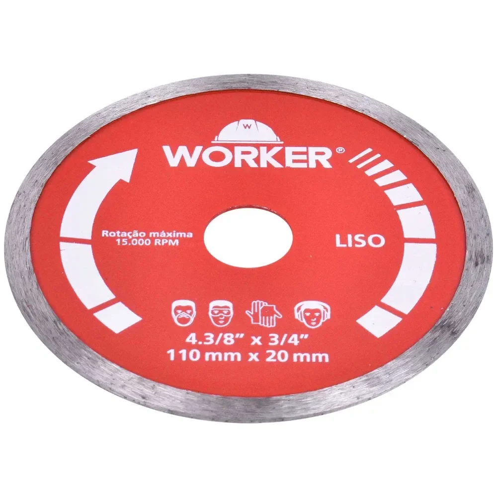 Disco Diamantado Liso 110Mm X 20Mm Worker - Imagem 3