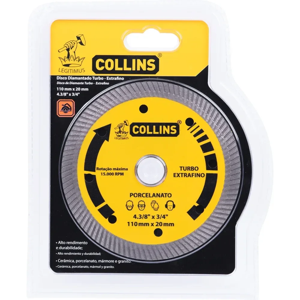 Disco Diamantado Liso Para Porcelanato 110X20Mm Collins - Imagem 3