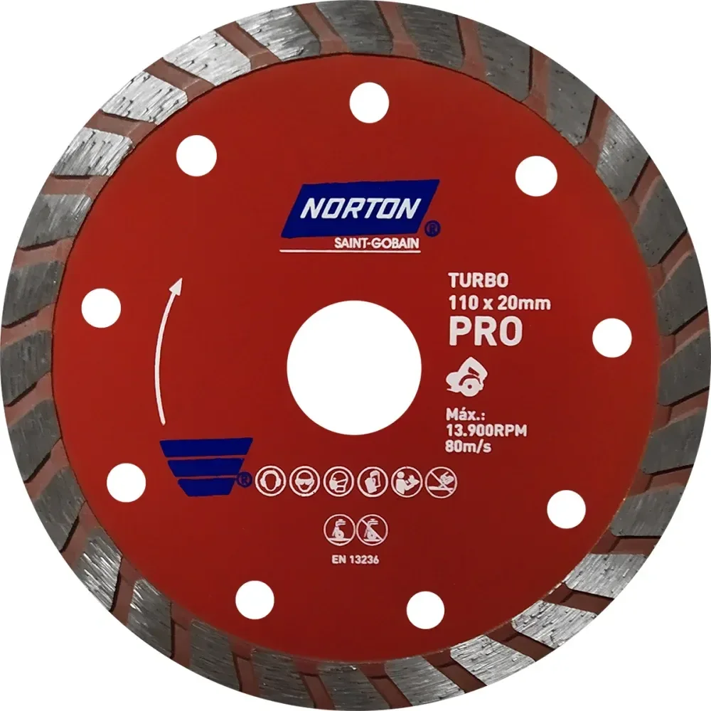 Disco Diamantado Pro Turbo Para Serra Mármore 110X20Mm Norton - Imagem 2