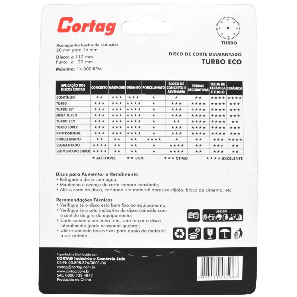 Disco Diamantado Turbo Eco 110Mmx20Mm Cortag - Imagem 5