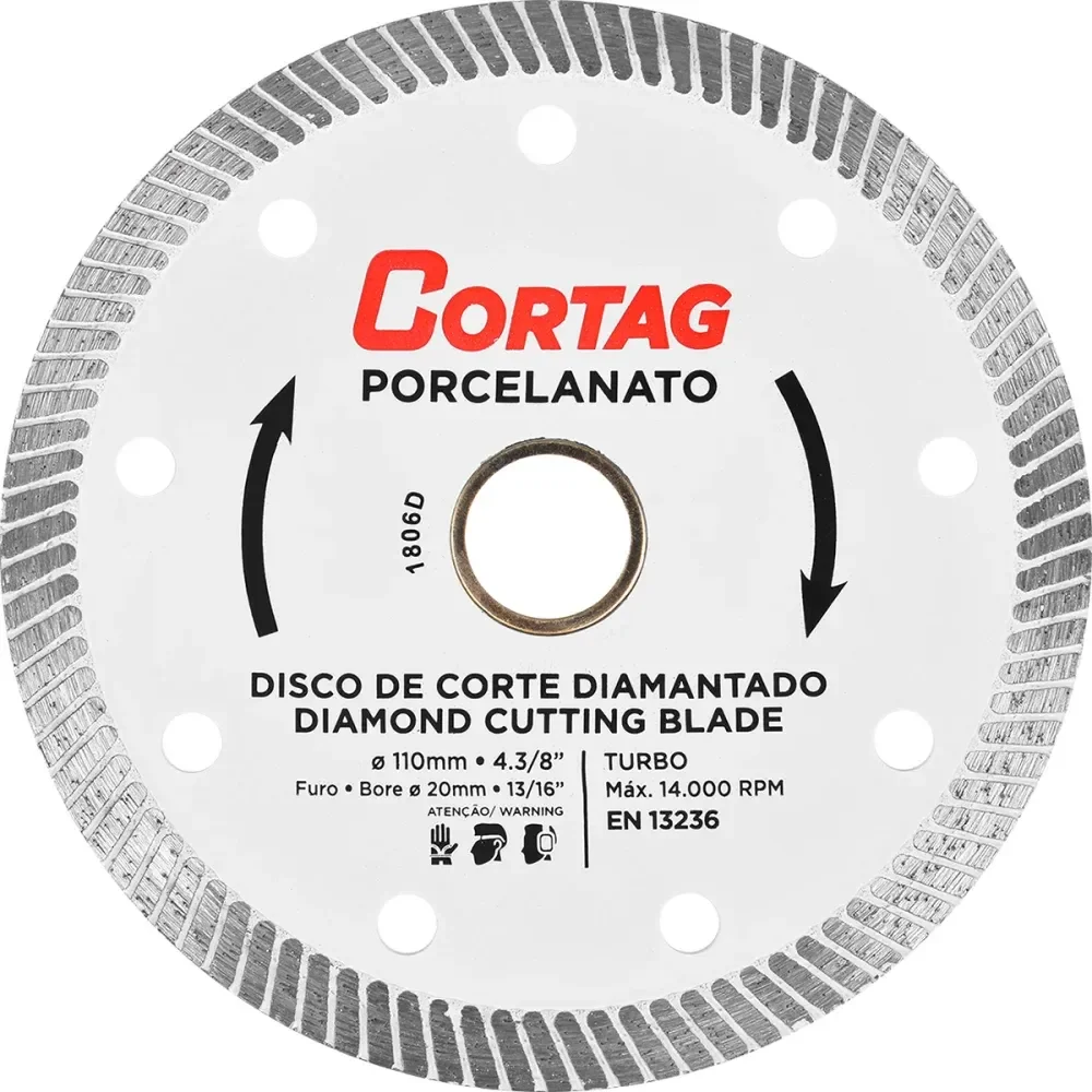 Disco Diamantado Turbo Para Porcelanato 14000Rpm 110X20Mm Cortag - Imagem 1