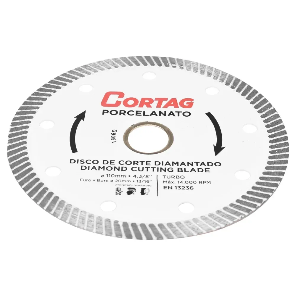 Disco Diamantado Turbo Para Porcelanato 14000Rpm 110X20Mm Cortag - Imagem 3