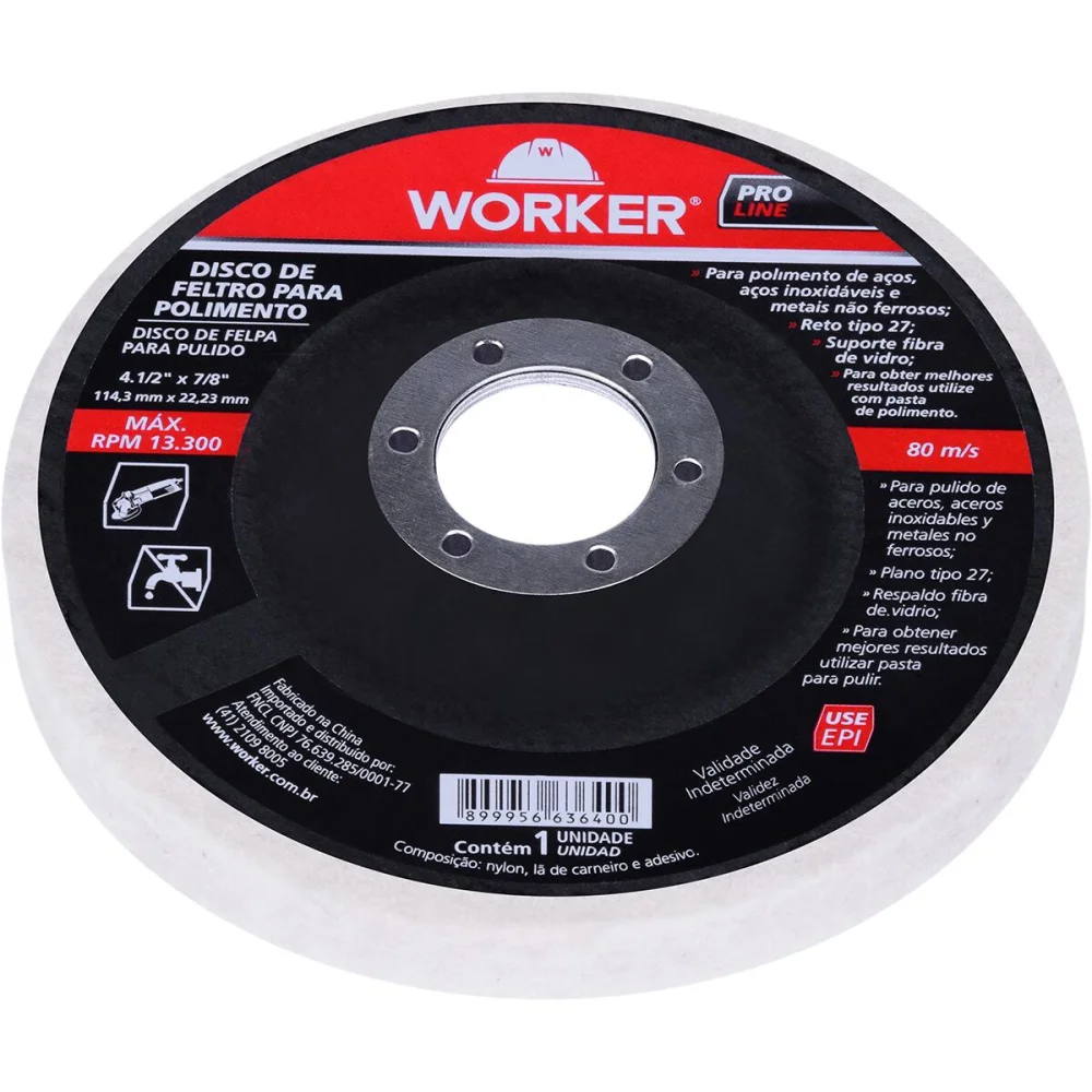 Disco Flap De Feltro Para Polimento 4.1/2” Worker - Imagem 3