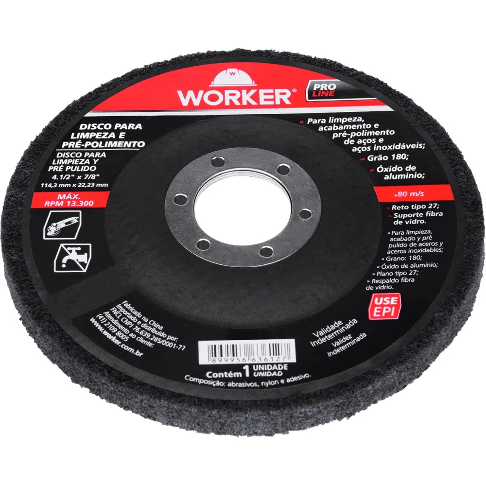 Disco Flap Para Limpeza E Pré Polimento 4.1/2” Grão 180 Worker - Imagem 3