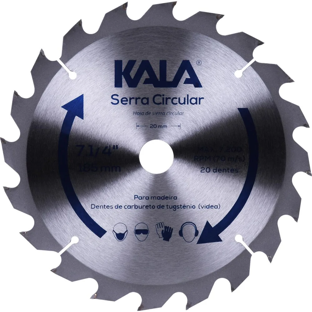 Disco Serra Circular 7.1/4 Para Madeira 20 Dentes 7200Rpm Kala - Imagem 3