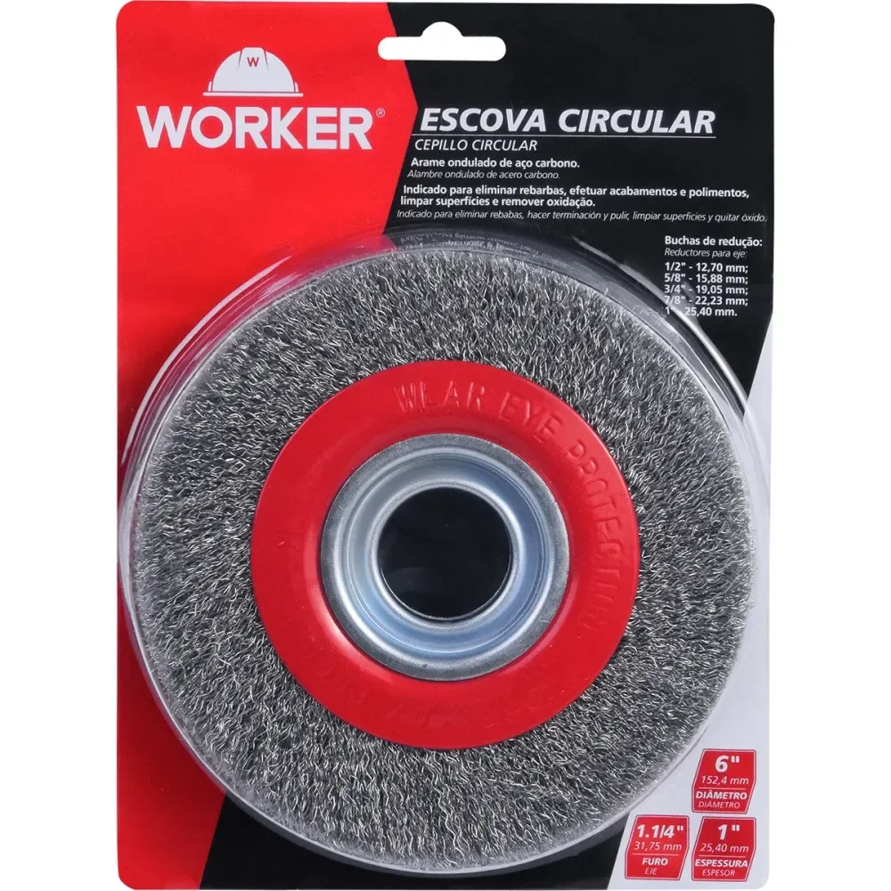 Escova Circular Em Aço Ondulado 6 X 1 Worker - Imagem 6