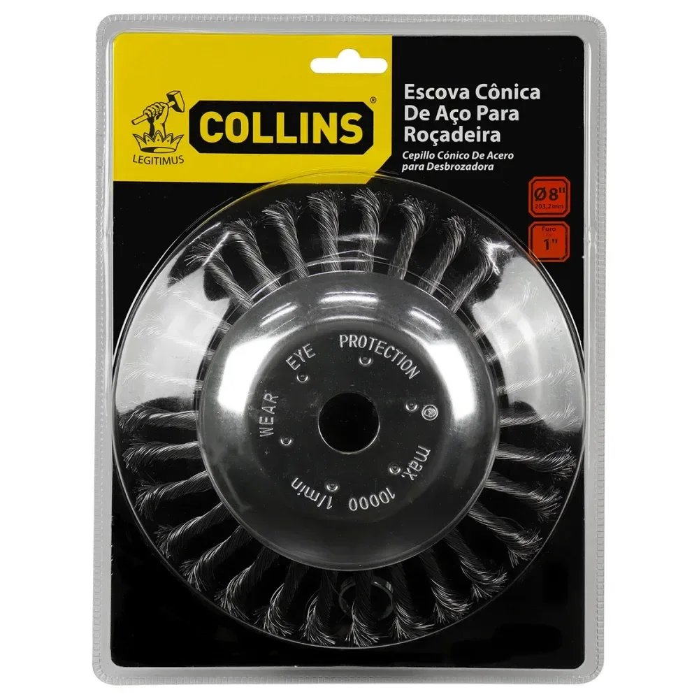 Escova Cônica De Aço Para Roçadeira 8 Collins - Imagem 4