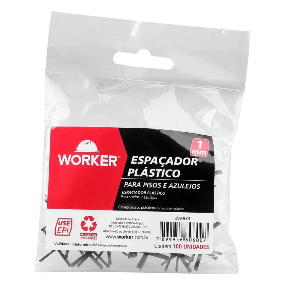 Espaçador Azulejo 1Mm 100 Peç Worker - Imagem 2