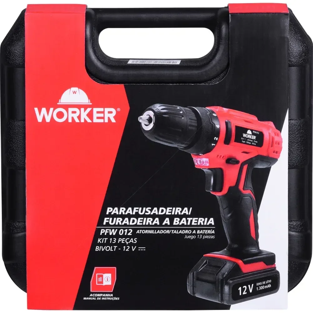 Furadeira Parafusadeira Pfw012 16 Peç Worker - Imagem 11