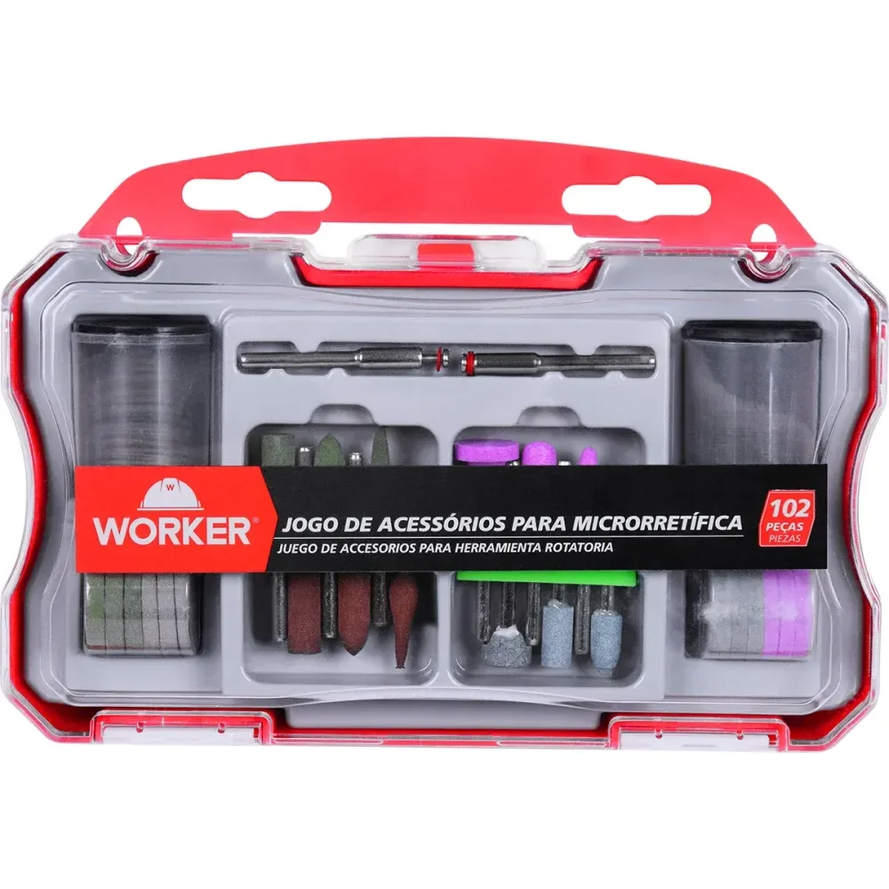Jogo De Acessórios Para Micro Retífica 102 Peç Worker - Imagem 2