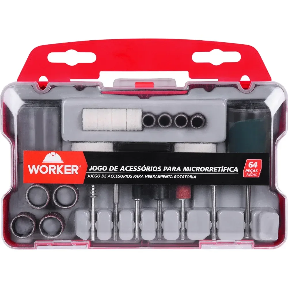 Jogo De Acessórios Para Micro Retífica 64 Peç Worker - Imagem 2