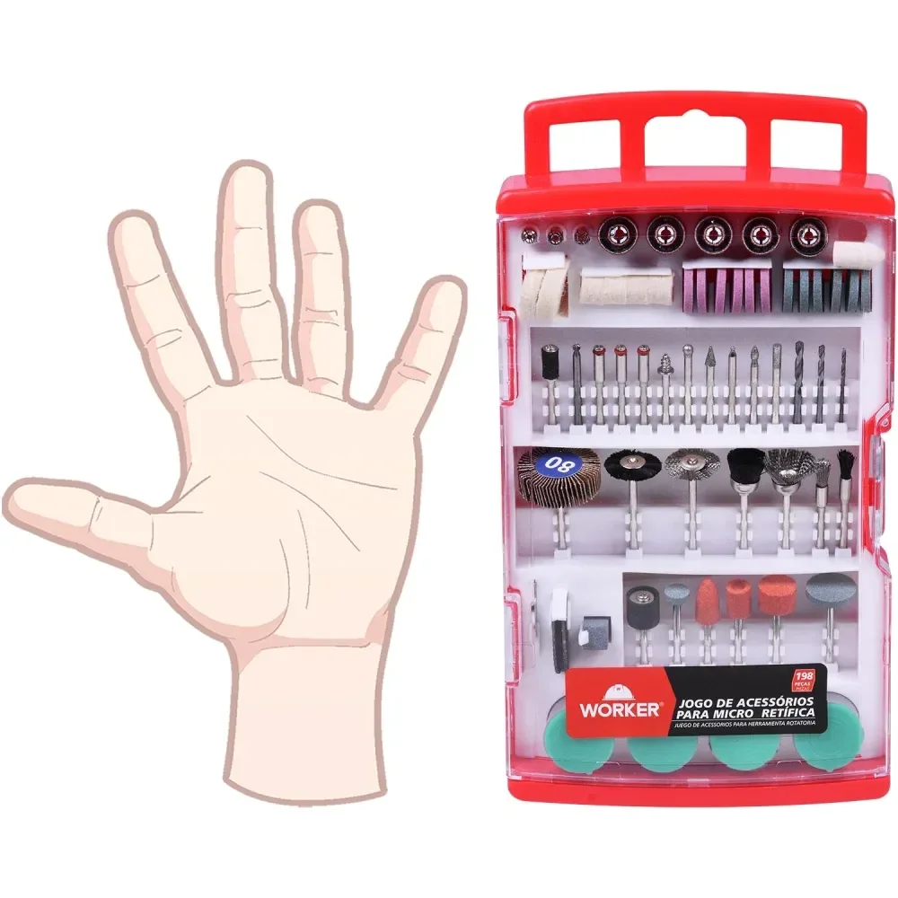 Jogo De Acessórios Para Microrretífica 198 Peç Worker - Imagem 5