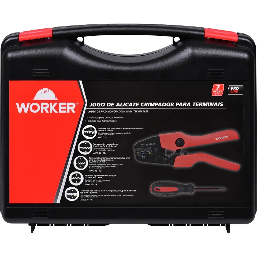 Jogo De Alicate Crimpador Para Terminais Com 7 Peç Worker - Imagem 6