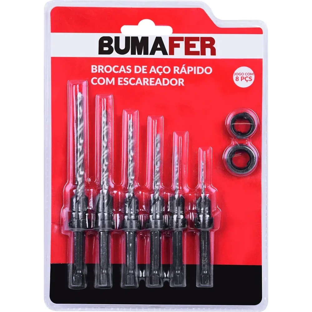 Jogo De Broca Em Aço Rápido Com Escareador 8 Peç Bumafer - Imagem 2