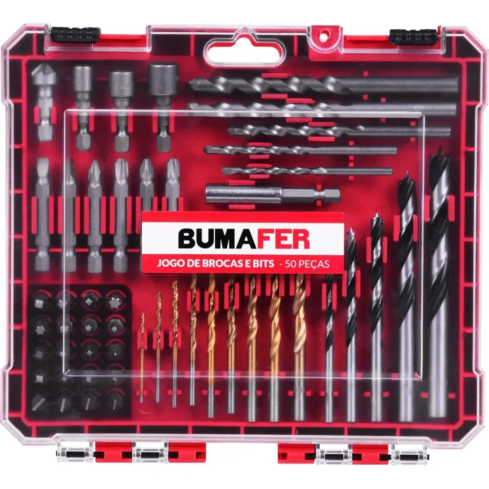 Jogo De Brocas E Bits 50 Peç Aço Cromo-Vanádio Bumafer - Imagem 4