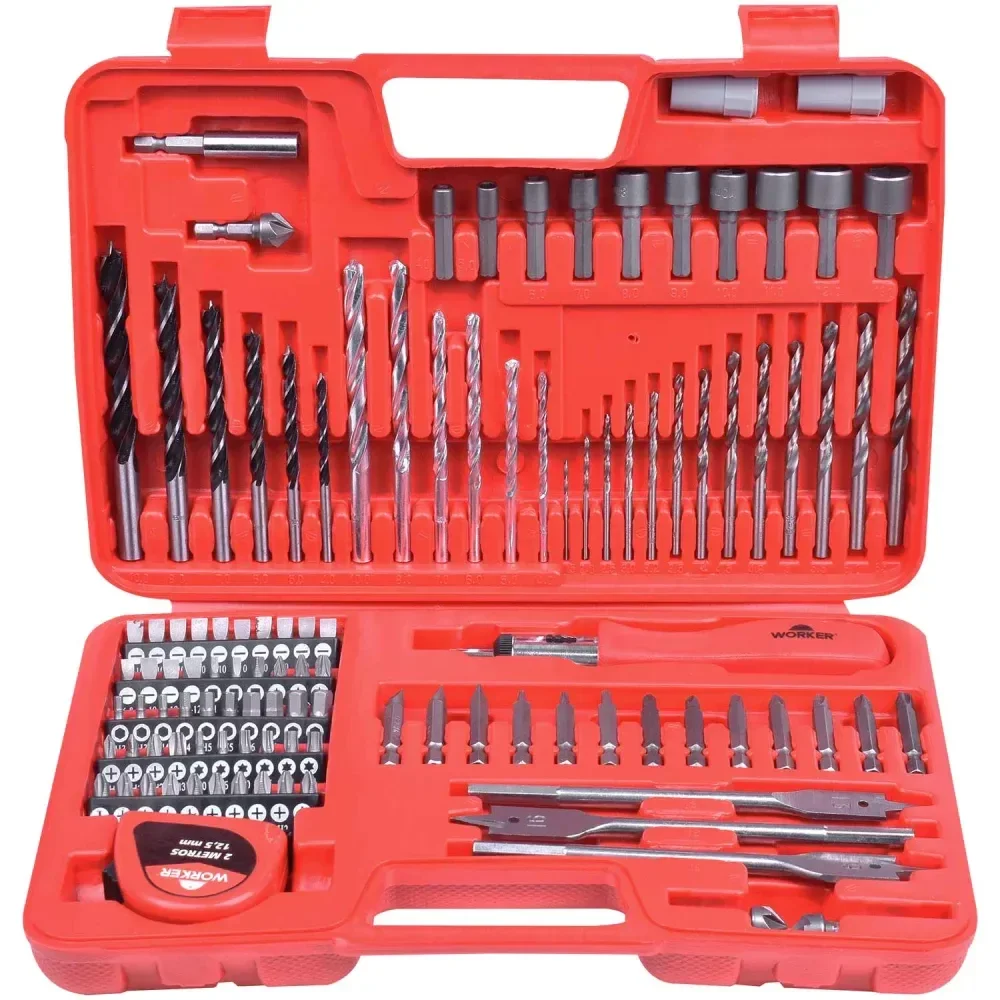 Jogo De Brocas E Ponteiras Bits Com 110 Peç Worker - Imagem 2