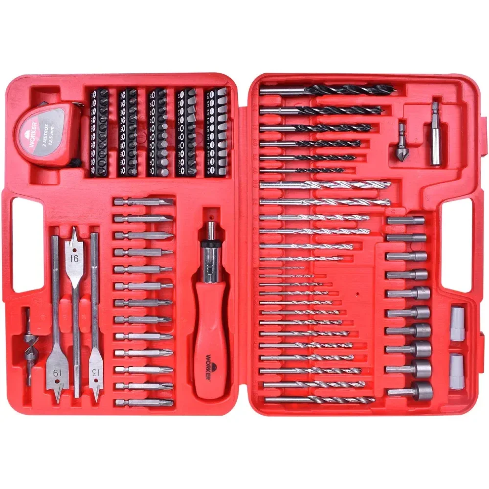 Jogo De Brocas E Ponteiras Bits Com 110 Peç Worker - Imagem 3